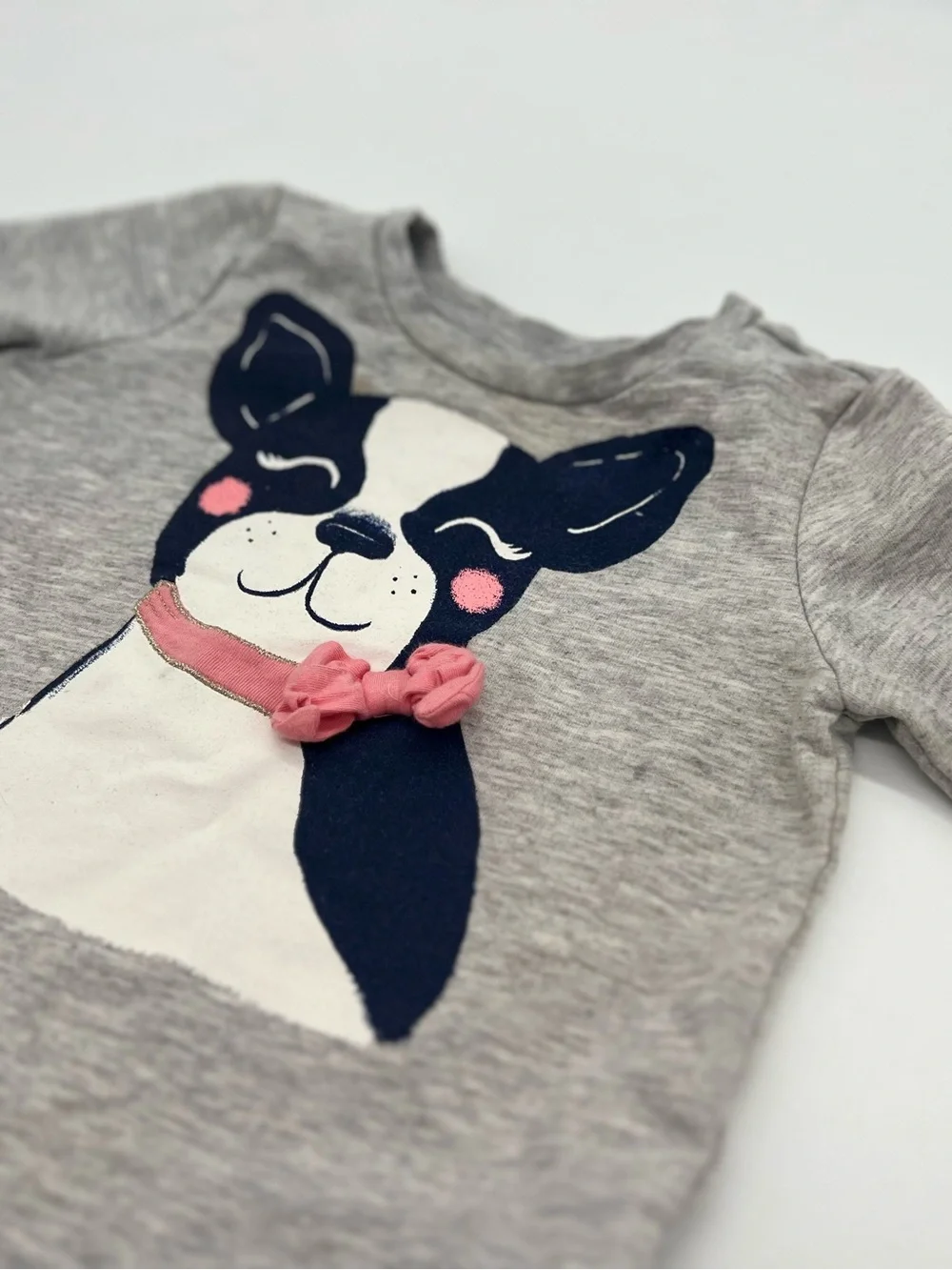Gymboree Girl Gray Dog Bow Long Sleeve Shirt 2T